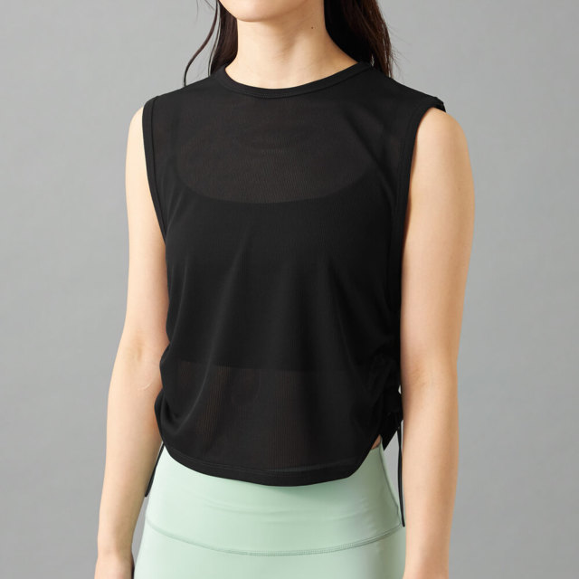 30%OFF【チャコット】シアーリブノースリーブTシャツ トップス