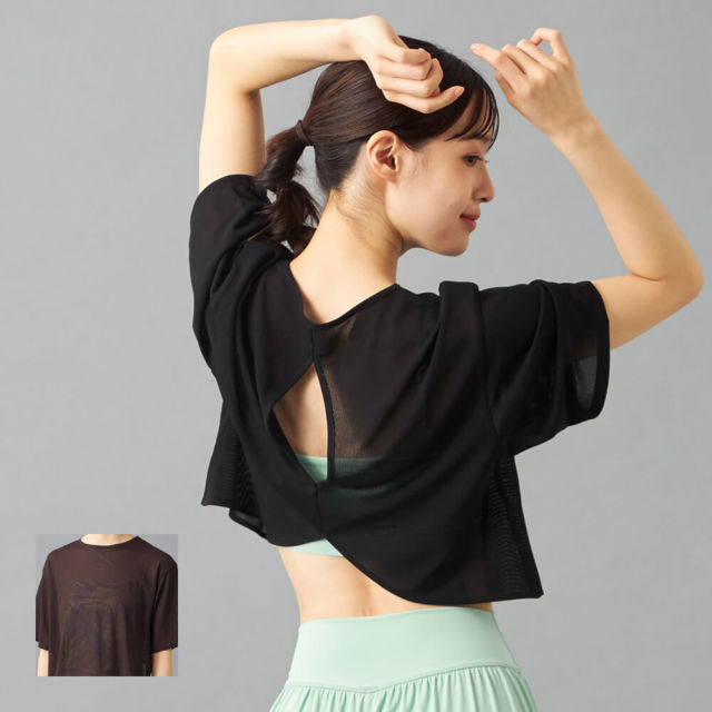 【チャコット】シアーリブバックシャンTシャツ